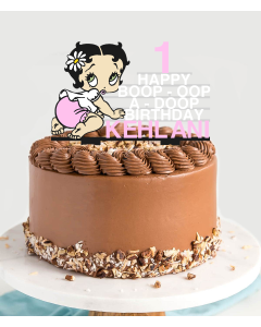 Cute Baby Boop Cartoon Cake Topper – Personalised – 1st Birthday Keepsake – Custom Name