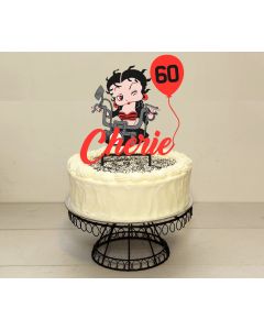 Customisable Betty Boop Motorcycle Plastic Cake Topper - Personalised Any Colour
