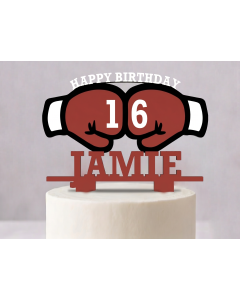Boxing Gloves Cake Topper – Personalised Name & Age – Custom Boxer Birthday Gift Fight Night Decor