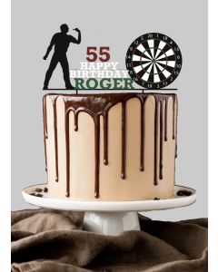 Darts Themed ANY COLOUR Personalised Custom PLASTIC Cake Topper