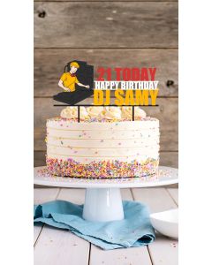 DJ Themed ANY Colour Personalised Custom PLASTIC Cake Topper Any Occassion