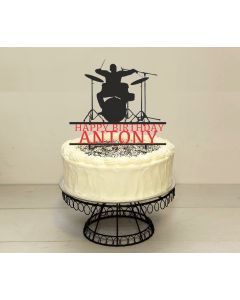 Music Drummer Themed Personalised Custom ANY COLOUR Birthday PLASTIC Cake Topper