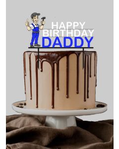 Handy Man DIY Dad Hammer ANY COLOUR Personalised Custom Plastic Cake Topper
