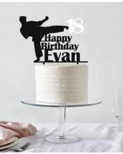 Karate Martial Arts Cake Topper – Personalised – Any Colour – Men’s Birthday Gift