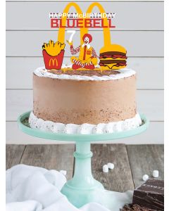 M'Ds Ronald BigMac and Fries ANY COLOUR Personalised Custom PLASTIC Cake Topper