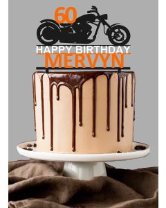 Personalised HD Motorcycle Birthday Cake Topper for Men and Boys - Custom Colour