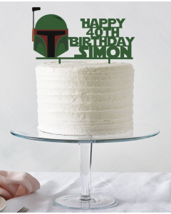 S.Wars Boba Fett ANY COLOUR Personalised Custom PLASTIC Cake Topper