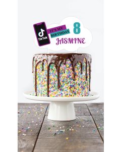TikTok Birthday Cake Topper – Personalised – Custom Name & Age – Social Media Party Keepsake