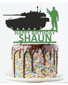 Army Military Themed Personalised Custom ANY COLOUR Birthday PLASTIC Cake Topper