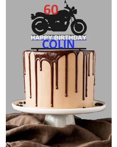 Personalised Tri Motorcycle Cake Topper for Men and Boys - Custom Colour