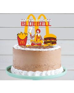 M'Ds Ronald BigMac and Fries ANY COLOUR Personalised Custom PLASTIC Cake Topper