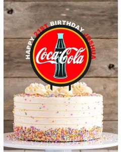 Cola Lover ANY COLOUR Coke Personalised Custom PLASTIC Cake Topper