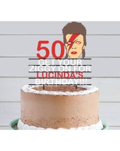 Customisable Ziggy Stardust Cake Topper - Any Colour & Personalised Name