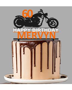 Personalised HD Motorcycle Birthday Cake Topper for Men and Boys - Custom Colour