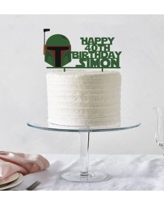 S.Wars Boba Fett ANY COLOUR Personalised Custom PLASTIC Cake Topper