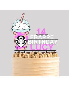 Customised Plastic Cake Topper for Frappe Lovers Birthday Edition in Any Colour