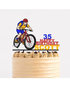 Customisable Plastic Cake Topper for Downhill Mountain Bikers in Any Colour