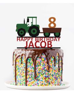 Kids Tractor ANY COLOUR Personalised Custom PLASTIC Cake Topper
