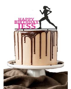 Runner Personalised Custom ANY COLOUR Ladies Birthday PLASTIC Cake Topper