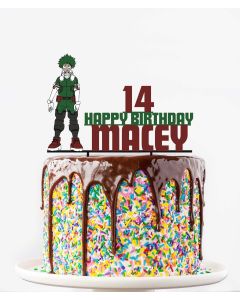 Deku My Hero Anime ANY COLOUR Personalised Custom PLASTIC Cake Topper