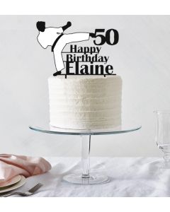 Karate, Martial Arts Personalised Custom ANY COLOUR Mens PLASTIC Cake Topper